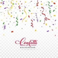 Realistic multicolored confetti vector for the festival. Confetti and tinsel falling background. Colorful confetti isolated on transparent background. Carnival elements. Birthday party celebration.