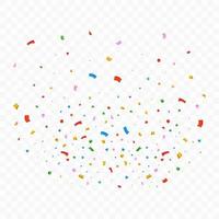 Confetti vector explosion for the carnival background. Multicolor party tinsel and confetti element. Colorful confetti isolated on transparent background. Festival elements