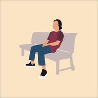 flat illustration of a man sitting and relaxing. vector illustration