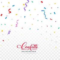 Realistic multicolored confetti vector for the festival. Simple confetti falling background. Colorful confetti isolated on transparent background. Carnival elements. Birthday party celebration.