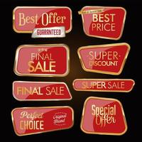 Collection of golden badges and labels vector