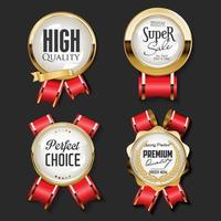 Collection of golden badges and labels vector