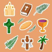 Palm Sunday Icons Set vector