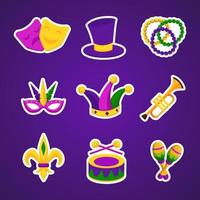 Mardi Gras Carnival Icons Set Collection vector