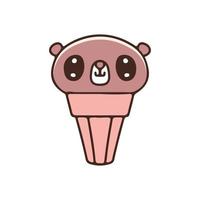 Kawaii ice cream bear illustration. Vector graphics for t-shirt prints and other uses.