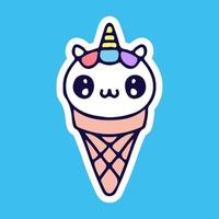 Ilustración de unicornio y helado. gráficos vectoriales para estampados de camisetas y otros usos. vector