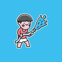 cute kid playing water. cartoon for sticker. vector