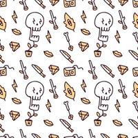 Trendy skull seamless pattern illustration. Vector graphics for merch prints and other uses.