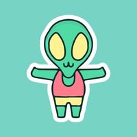 Cute alien illustration. Vector graphics for t-shirt prints and other uses.