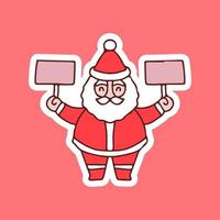 Santa Claus holding empty sign illustration. Vector graphics for t-shirt prints and other uses.