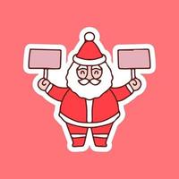 Santa Claus holding empty sign illustration. Vector graphics for t-shirt prints and other uses.