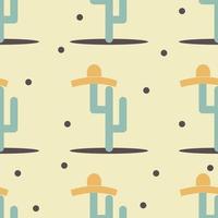 Cute funny cactus with sombrero print for texture and textile seamless design. vector