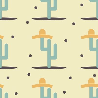 Cute funny cactus with sombrero print for texture and textile seamless design.