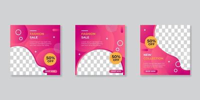 Modern promotion square web banner for social media mobile apps vector