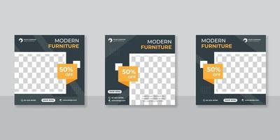 Modern Furniture social media post templates design vector