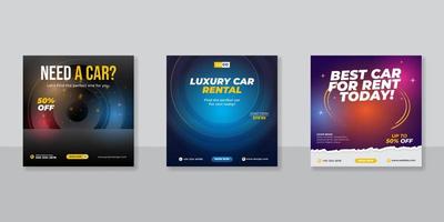 Rent a car banner for social media post template vector