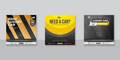 Plantilla de banner de alquiler de coche para publicación en redes sociales vector