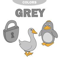 aprender el color gris - cosas que son de color gris vector