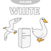 White - learn the colors, kids are learning the colors, worksheet vector