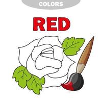 Red. Learn the color. Education set. Illustration of primary colors. Vector rose