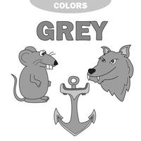 Learn The Color Gray - things that are gray color vector