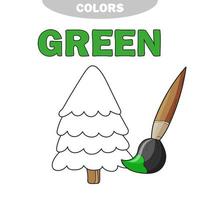 verde. aprender el color ilustración de colores primarios. árbol de vector