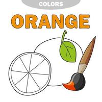 libro para colorear naranja de dibujos animados. ilustración vectorial para niños vector