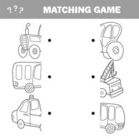 Cartoon Illustration of Preschool Education Activity with Matching Halves Game vector