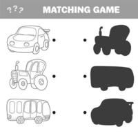 Cartoon Vector Illustration of Education. Shadow Matching Game for Children