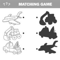 Cartoon Vector Illustration of Education. Shadow Matching Game for Children