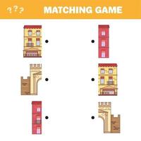 Find right pair for each part, educational game. Cartoon vector illustration