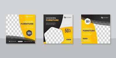 Modern Furniture social media post templates design vector