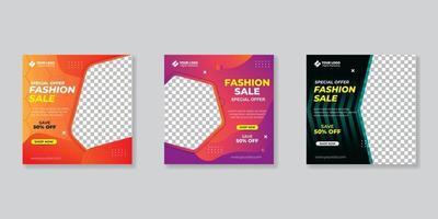 Fashion sale banner for social media post template vector