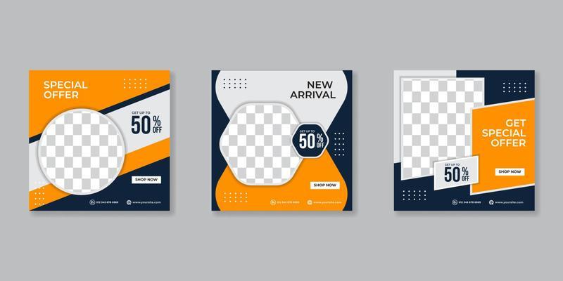 Modern promotion square web banner for social media mobile apps. Elegant sale and discount promo backgrounds for digital marketing
