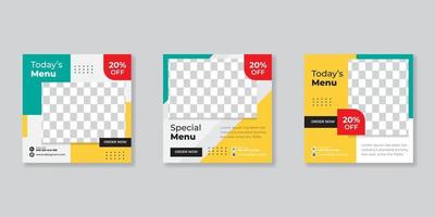 Food menu banner social media post vector