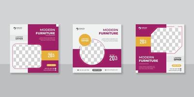 banner web cuadrado de promoción minimalista para venta de muebles en redes sociales vector