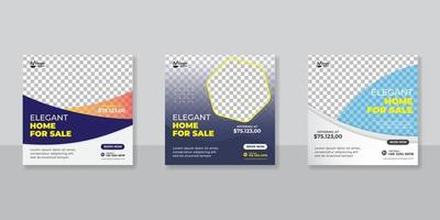 Modern real estate square editable banner template. vector