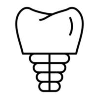 icono de línea de implante dental vector
