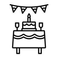 icono de línea de mesa de cumpleaños vector