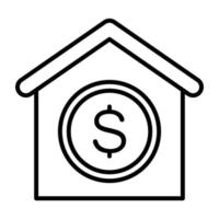 icono de línea de préstamo hipotecario vector