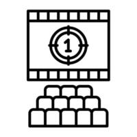 icono de línea de pantalla de cine vector