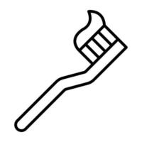 Tooth Paste on Brush Line Icon vector