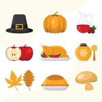 Set of Thanksgiving Dinner Element Icons vector