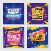 Set of Cyber Monday Social Media Cards vector
