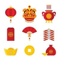 Set of Chinese New Year Element Icons vector