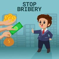 Stop Bribery Concept Flat Design vector
