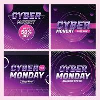 publicación de cyber monday en las redes sociales vector