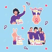 Breast Cancer Awareness Sticker Set vector