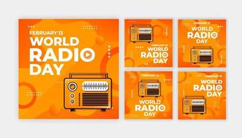 Set of Collection Radio Day Social Media Post vector