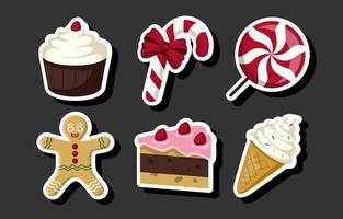 Christmas Cookies And Biscuits Desserts Sticker Set vector